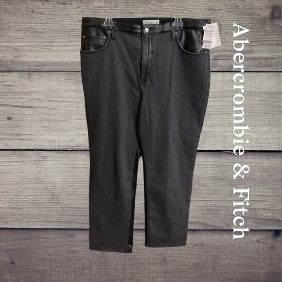 Abercrombie & Fitch Pants Women 18R Faux Leather Ankle Straight Ultra High Rise - Picture 15 of 16